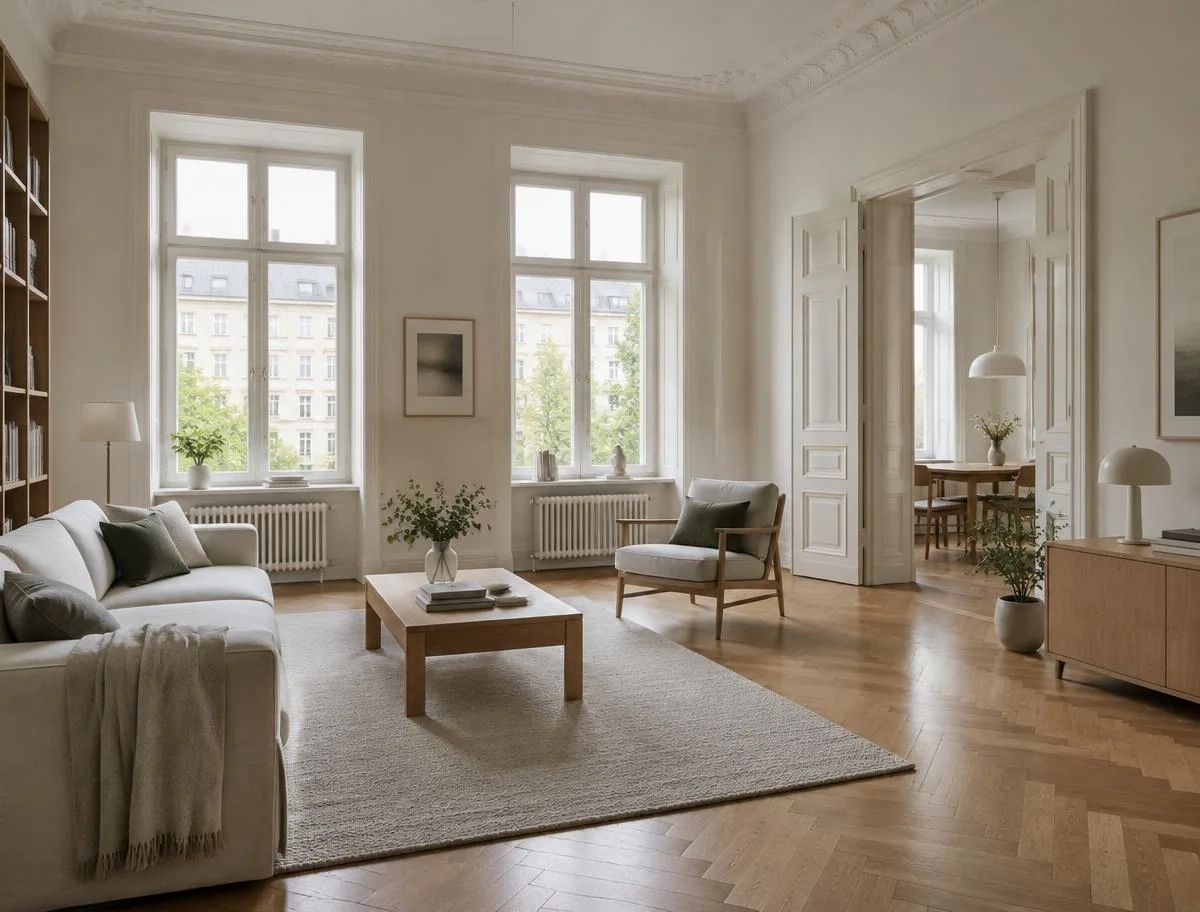 Illustrativer modernisierter Altbau-Innenraum